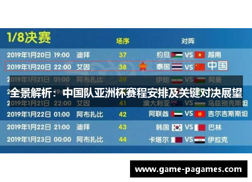 全景解析:中国队亚洲杯赛程安排及关键对决展望 全景解析:中国队亚洲杯赛程安排及关键对决展望