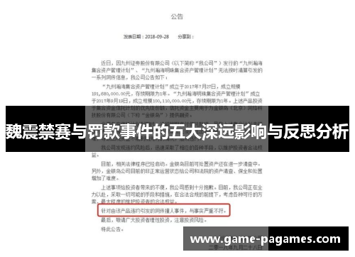 魏震禁赛与罚款事件的五大深远影响与反思分析
